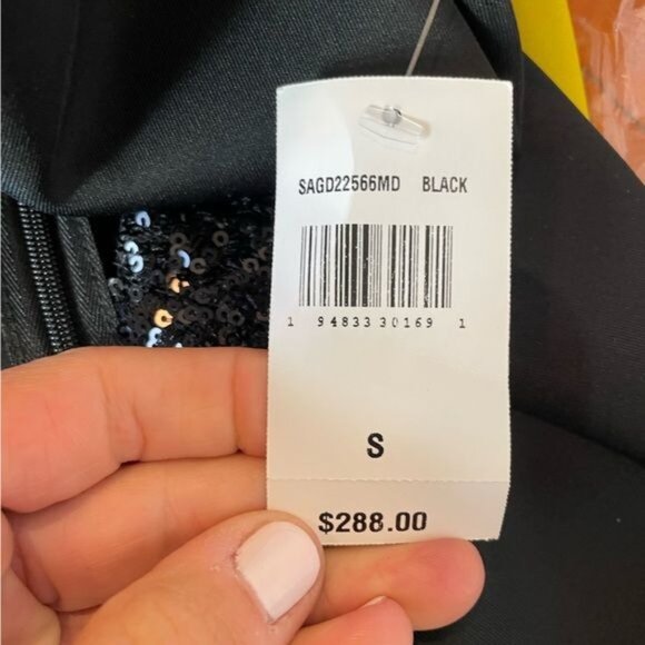 Sho By Tadashi Shoji Black Sequined Cutout Long Sleeve Dress NWT Size Small - Picture 14 of 16